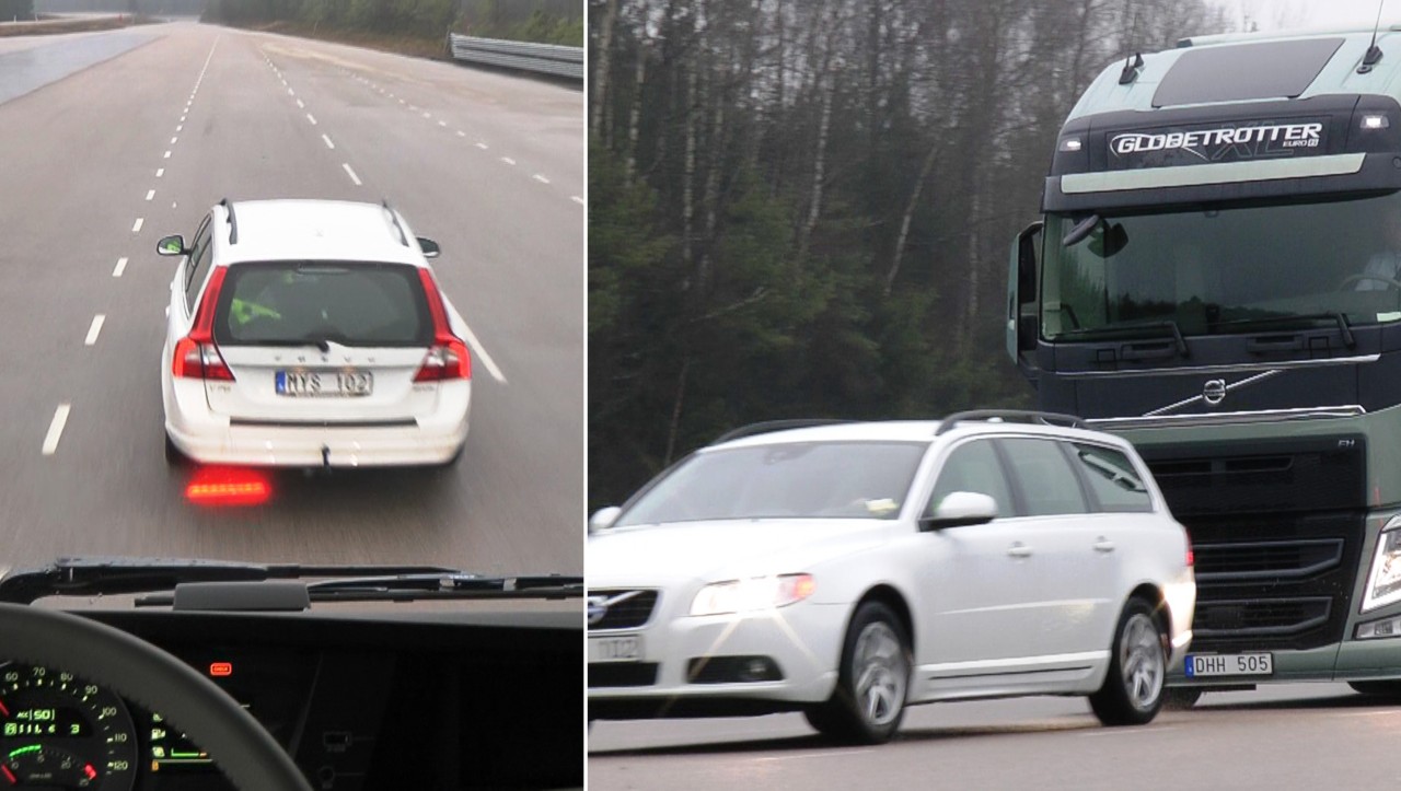 Volvo FH teherautó az Ütközésfigyelmeztetés rendszert szemlélteti